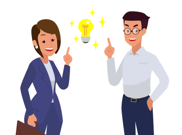 Business people with business idea  Illustration