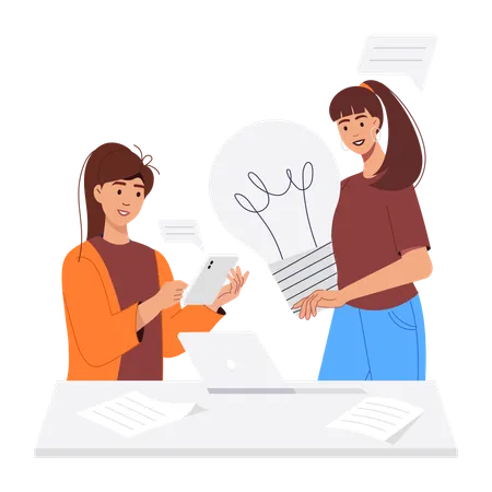 Business people with innovative idea  Illustration