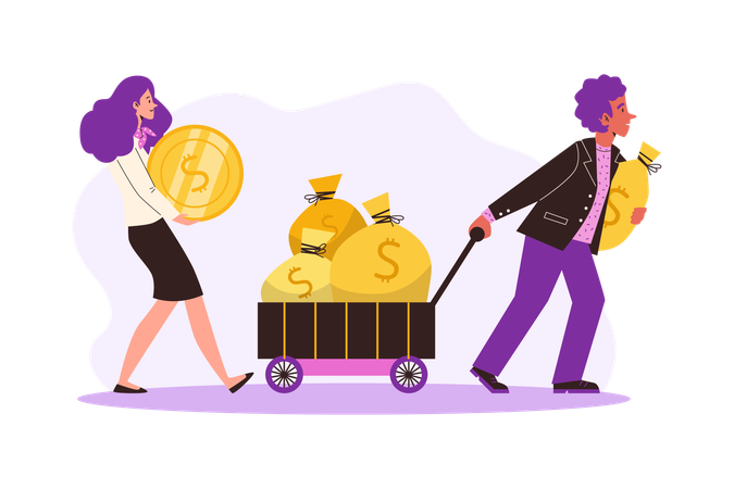 Business people with lot of money  Illustration