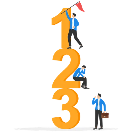Business People With Numbers Concept Business Vector Working Number Corporation Illustration