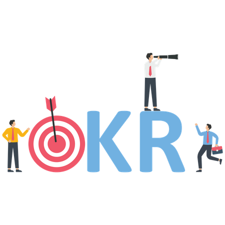 Business people with OKR target  Illustration