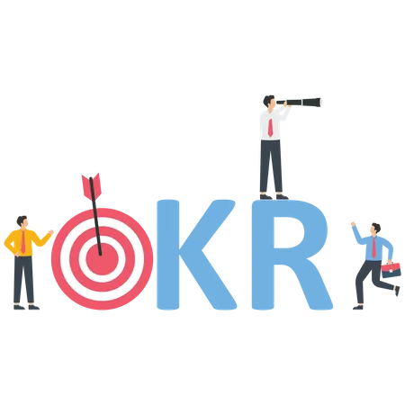 Business people with OKR target  Illustration