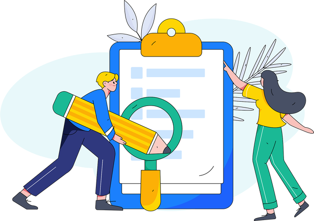 Business people with pencil and checklist clipboard  Illustration