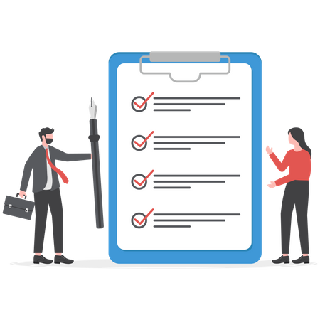 Business people with penl and checklist clipboard  Illustration