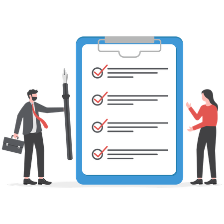 Business people with penl and checklist clipboard  Illustration