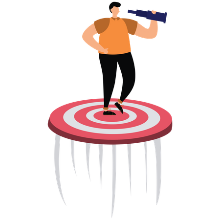Business people with telescope standing on targets  Illustration