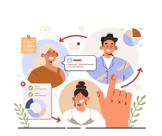 Business people with workflow  Illustration
