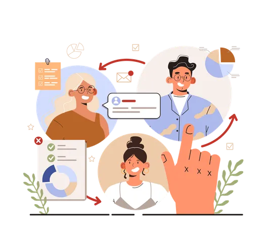 Business people with workflow  Illustration