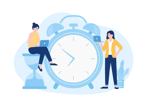 Business People Work According To Working Hours Trending Concept Flat Illustration イラスト