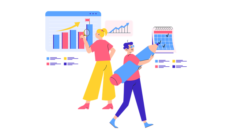 Business people Work on different tasks  Illustration