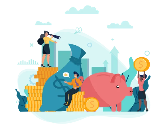 Business people work with money  Illustration