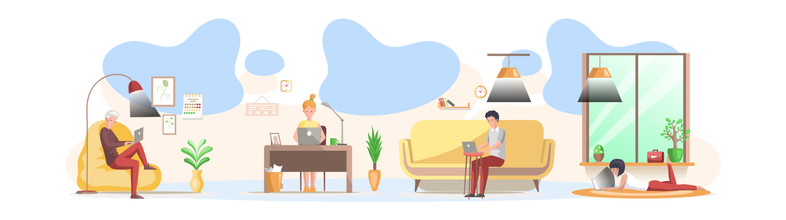 Business people working at home  Illustration