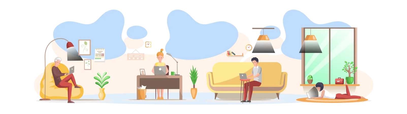 Business people working at home  Illustration