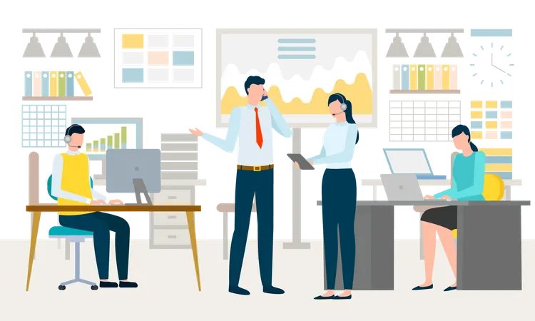 Business people working at office Illustration