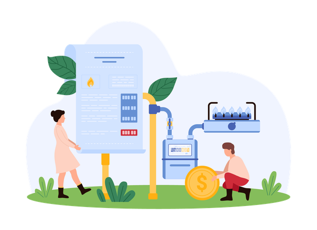 Business people working cost analysis  Illustration