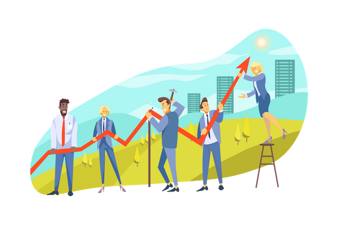Business people working for business growth  Illustration