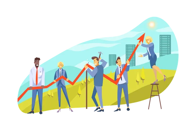Business people working for business growth  Illustration
