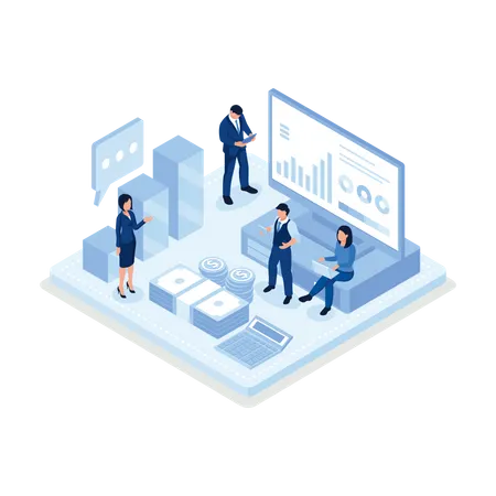 Business people working for Financial management Illustration