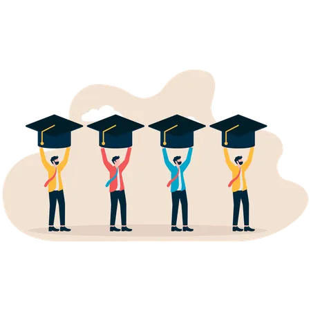 Business people working for graduation  Illustration