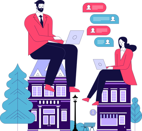 Business people working from home  Illustration