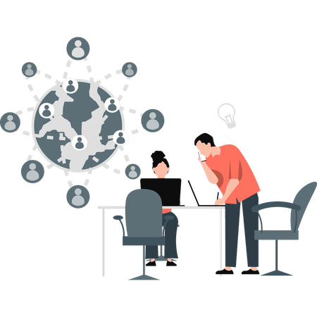 Business people working global network services  Illustration