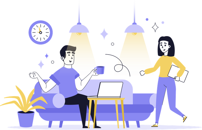 Business people working in coworking space  Illustration