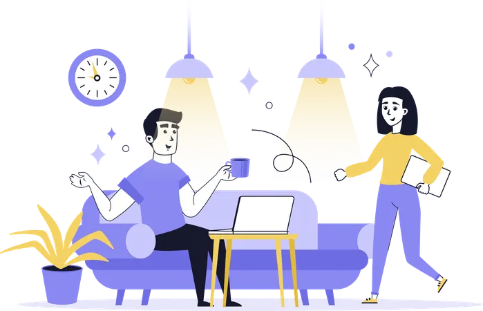 Business people working in coworking space  Illustration