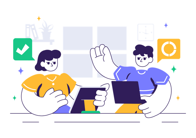 Business people working in coworking space  Illustration