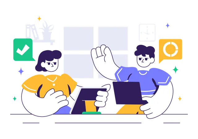 Business people working in coworking space  Illustration
