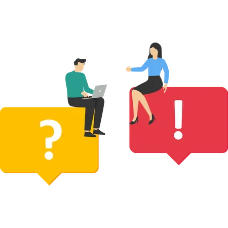 Business people working in dialogue with question and answer  Illustration