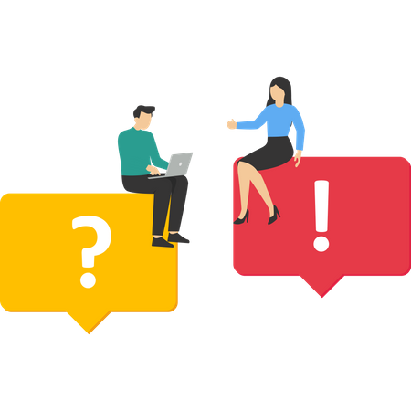 Business people working in dialogue with question and answer  Illustration