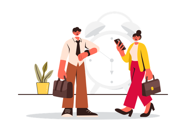 Business people working in morning rush hour  Illustration