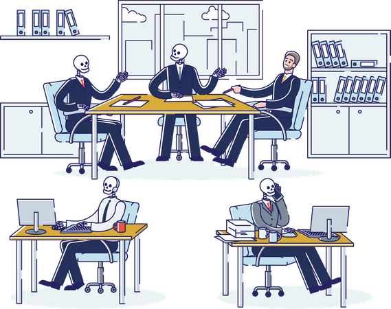 Business people working in office Illustration