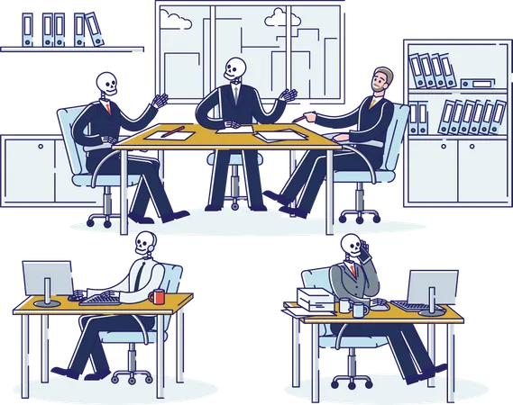 Business people working in office  イラスト