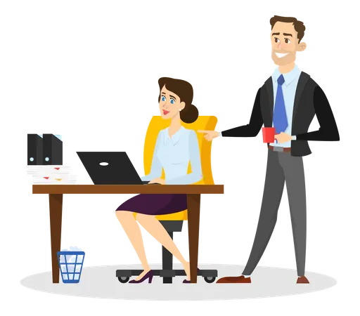 Business people working in office Illustration
