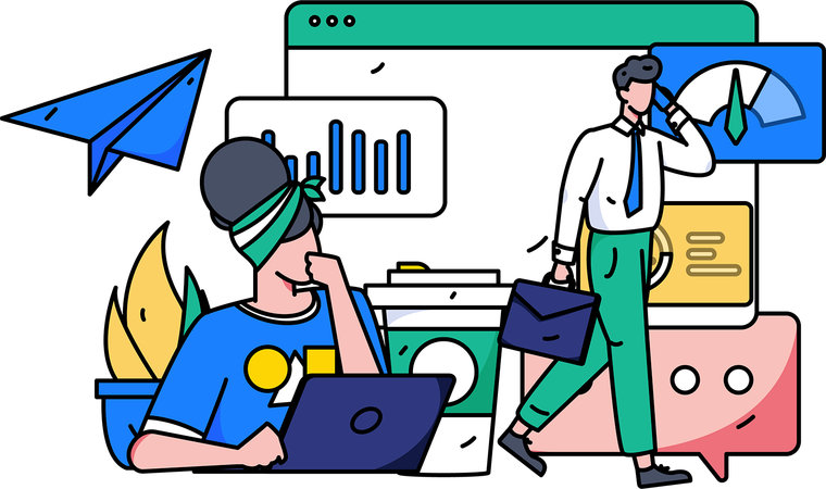 Business people working in office  Illustration