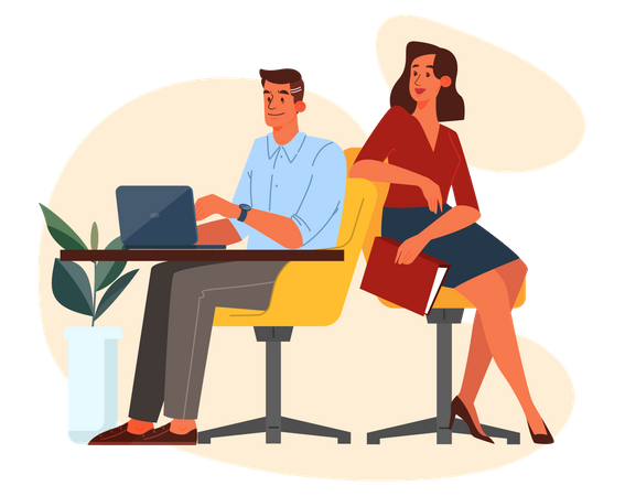 Business people working in office  Illustration