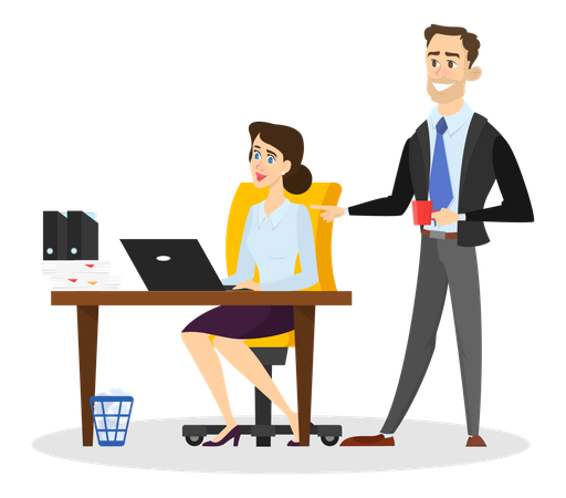 Business people working in office  Illustration