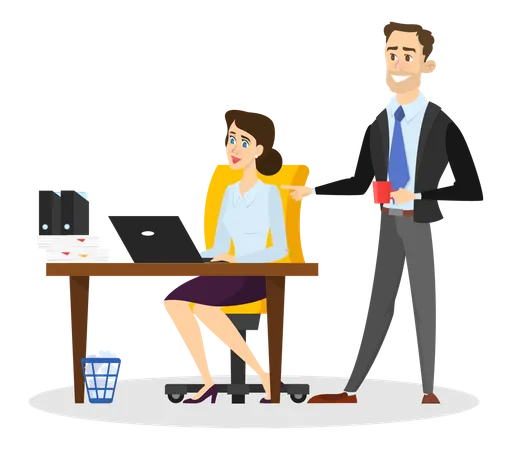 Business people working in office  Illustration