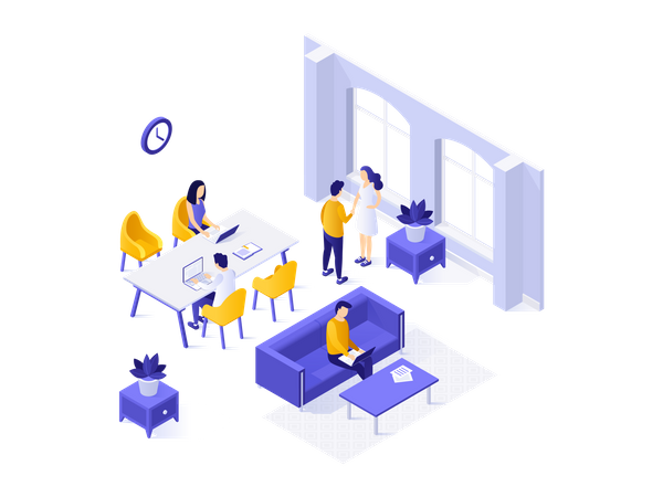 Business people working in office  Illustration