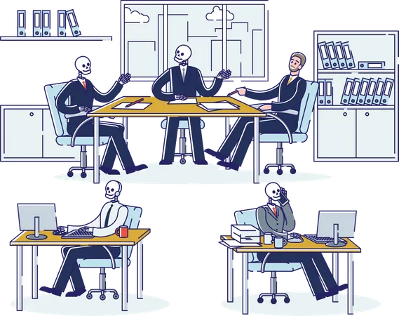 Business people working in office  Illustration