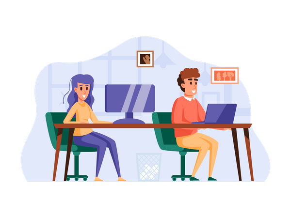 Business people working in office  Illustration