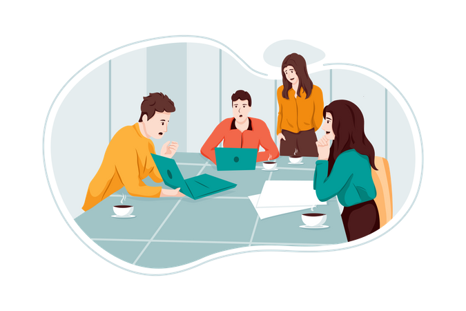 Business people working in office  Illustration