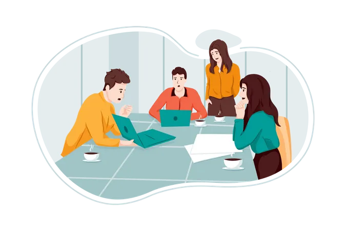 Business people working in office  Illustration