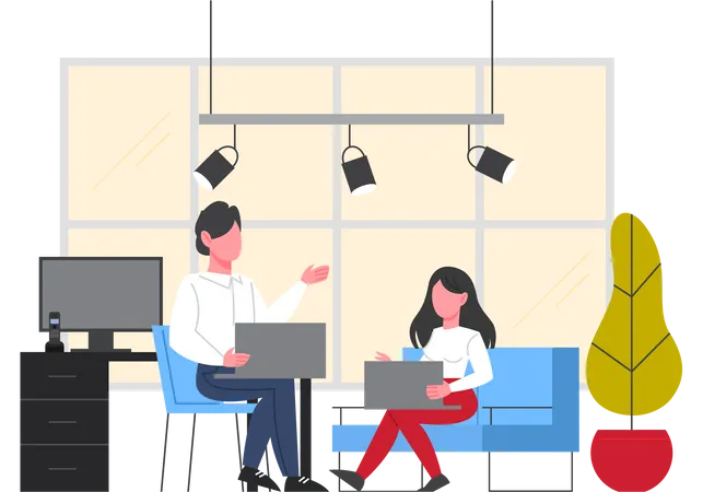 Business people working in office  Illustration