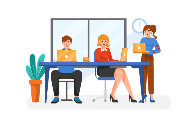 Business people working in office  Illustration
