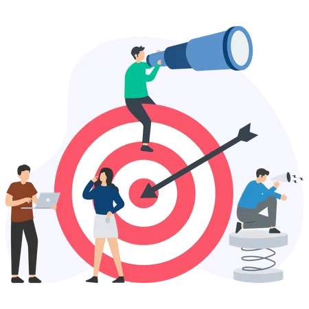 Business people working on achieving business target  Illustration