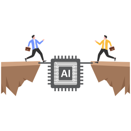 Business people working on AI  Illustration