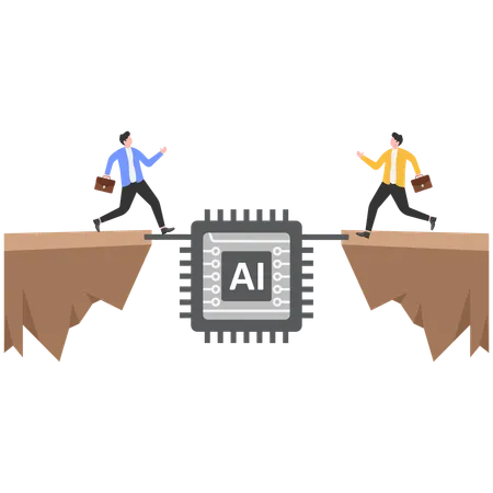 Business people working on AI  Illustration