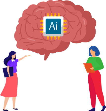 Business people working on ai brain  Illustration